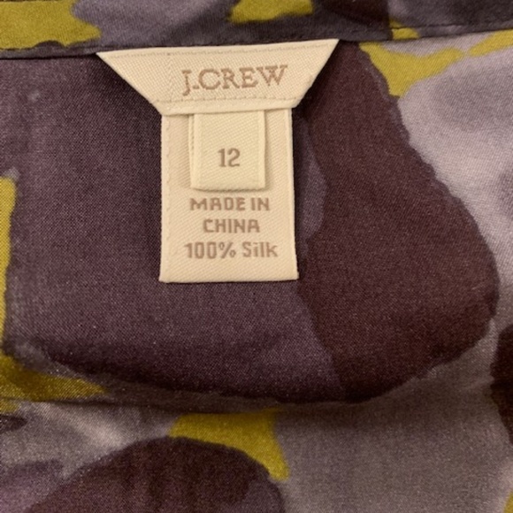 J.Crew Silk Flowy Mustard and Purple Top - 12 - Picture 6 of 7